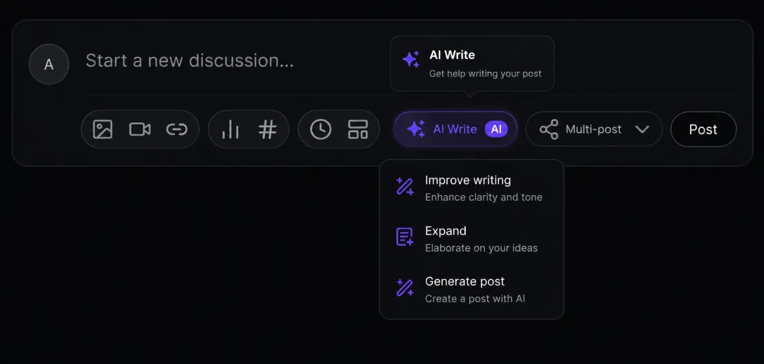 AI drafting post and AI summary